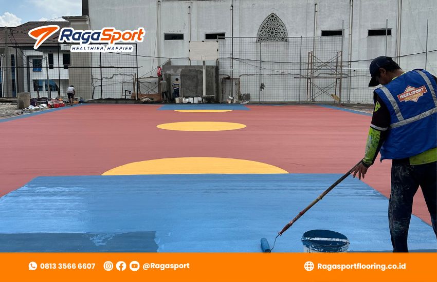 Pengecatan lapangan flexipave di ragasport