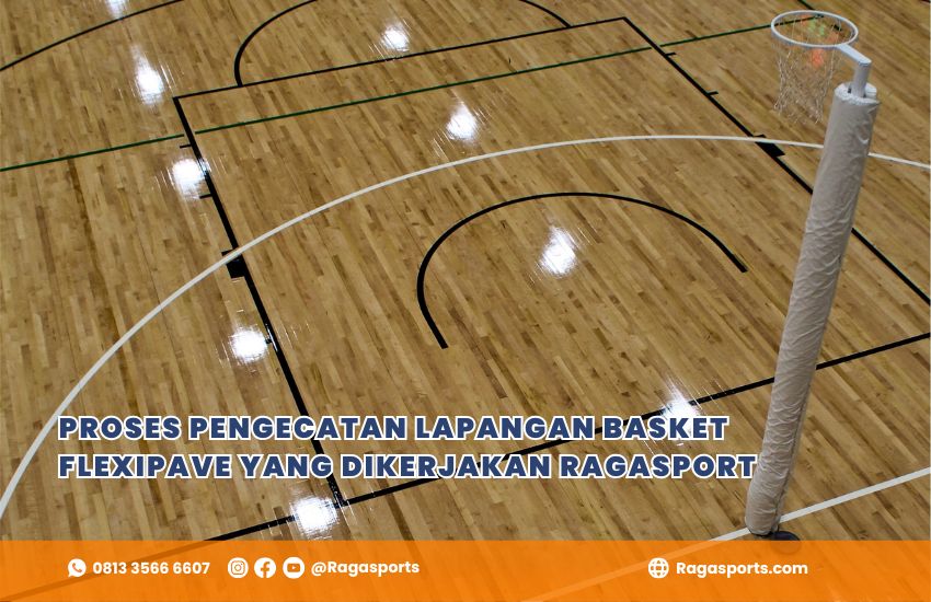 Proses Pengecatan Lapangan Basket Flexipave yang Dikerjakan Ragasport